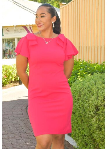 Shelby & Palmer REMIAH- Solid Short Sleeve Dress with Bows