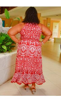 MLLE Gabrielle KIDLEY- Plus Size Long Printed Dress with Elastic