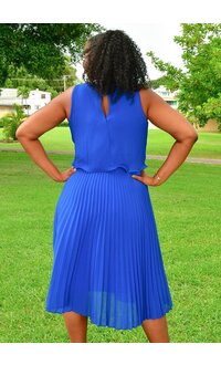 Maison Tara RIMJI- Steam Pleat Pop Over Chiffon Dress