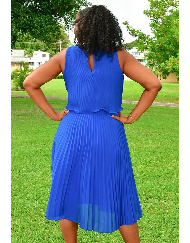 Maison Tara RIMJI- Steam Pleat Pop Over Chiffon Dress