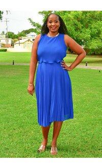 Maison Tara RIMJI- Steam Pleat Pop Over Chiffon Dress