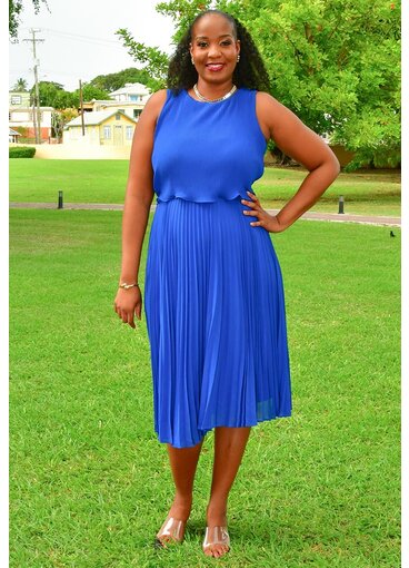 Maison Tara RIMJI- Steam Pleat Pop Over Chiffon Dress