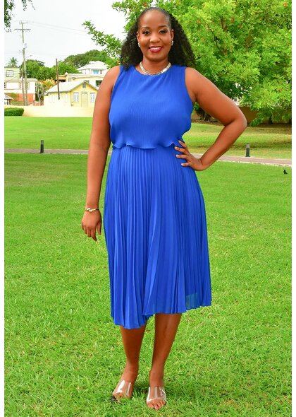 Maison Tara RIMJI- Steam Pleat Pop Over Chiffon Dress