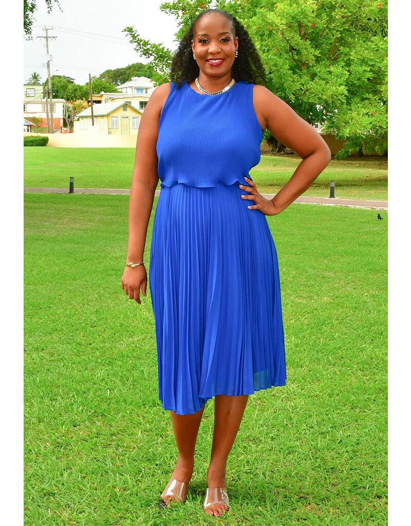 Maison Tara RIMJI- Steam Pleat Pop Over Chiffon Dress