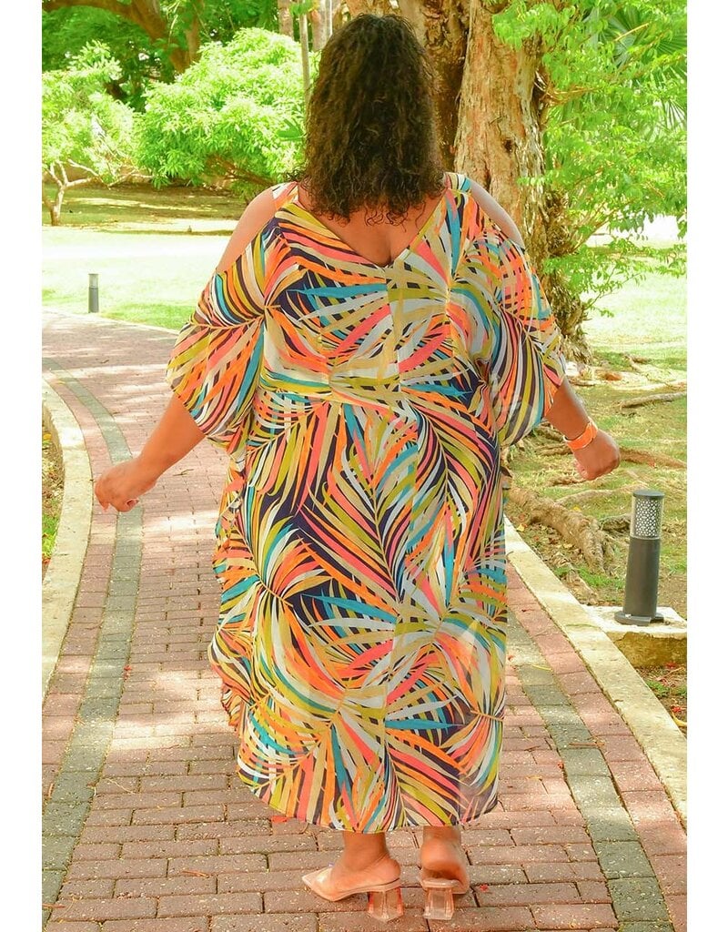 Signature KIJIO- Plus Size Printed Cold Shoulder Dress