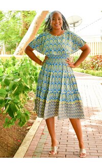 Maison Tara RIUO- Printed Cape Sleeve Dress