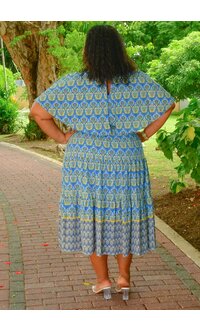 Maison Tara RIUO- Plus Size Printed Cape Sleeve Dress