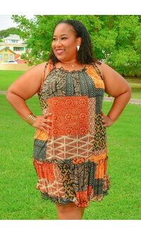 Signature MOIRA- Plus Size Frill Neck Dress with Tie