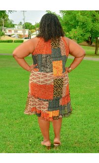 Signature MOIRA- Plus Size Frill Neck Dress with Tie