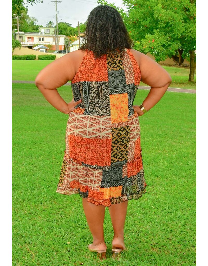 Signature MOIRA- Plus Size Frill Neck Dress with Tie