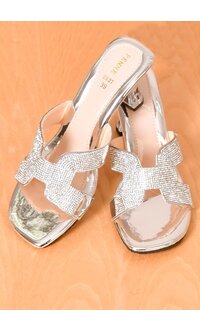 PENNE Rhinestone Hermes Look Shoes with Glass Heel