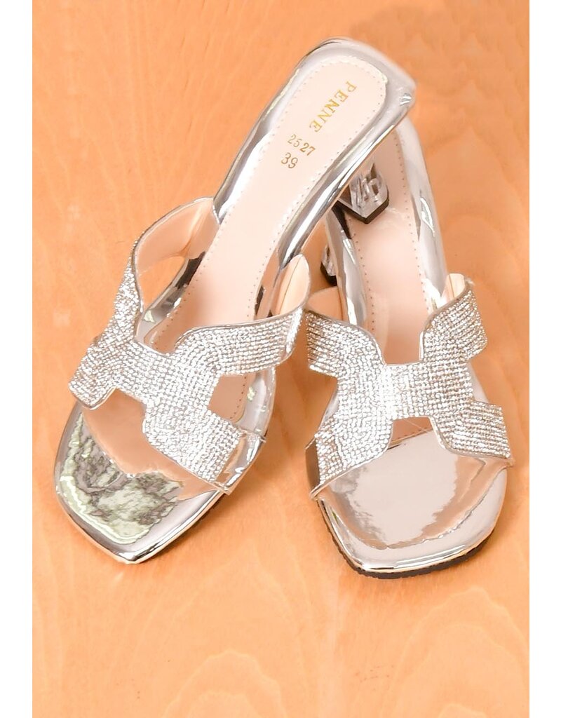 PENNE Rhinestone Hermes Look Shoes with Glass Heel