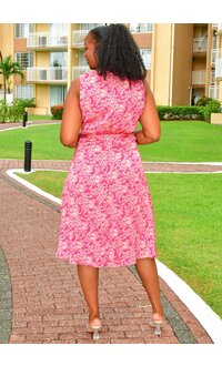 SAMUEL- Printed Armhole Cowl Neck Dress
