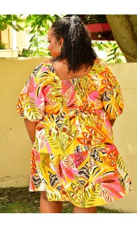 MLLE Gabrielle NIASHA- Plus Size Printed Puff Sleeve Dress