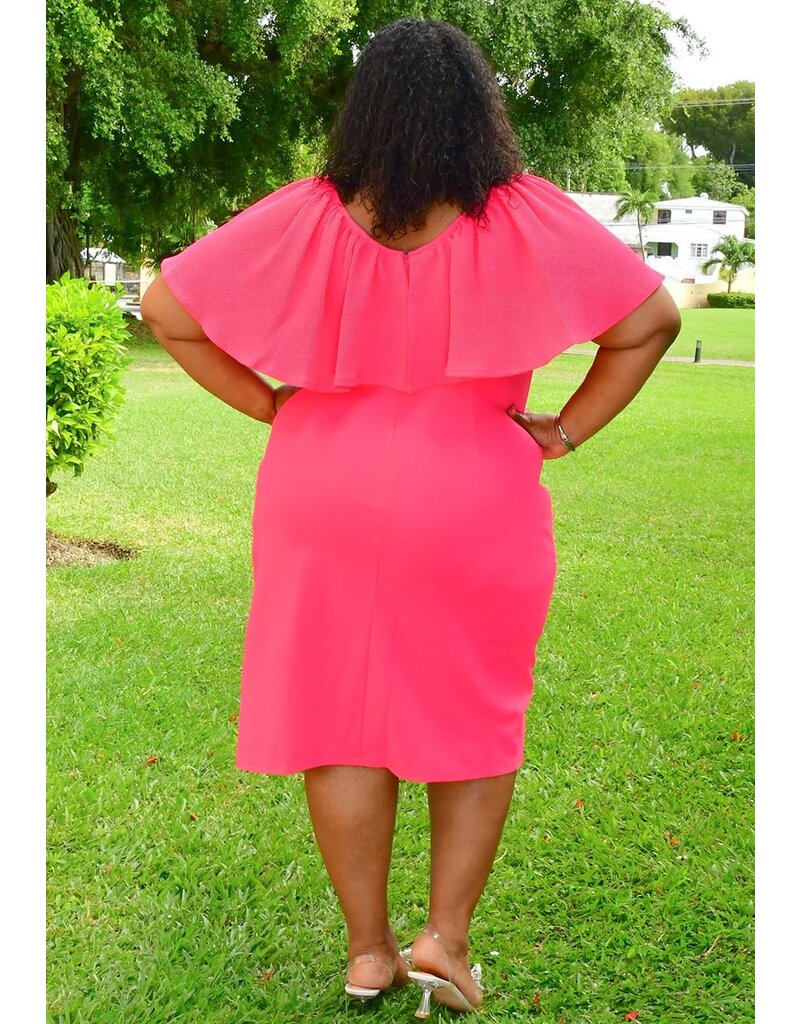 GLAMOUR RIKKO- Plus Size Dress with Cape
