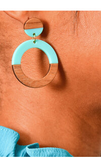 ADORE 2 Tone Wooden Round Earrings