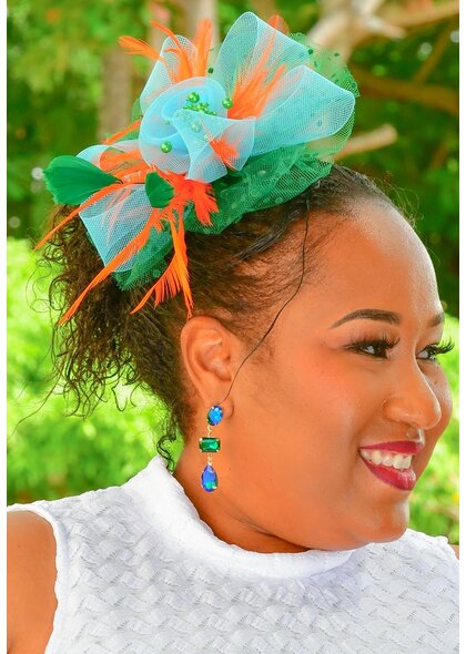 Small 2 Tone Dotted Mesh Fascinator