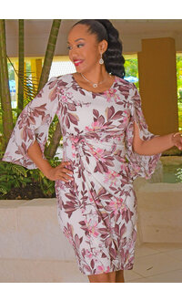 IENA- Floral Print Wrap Chiffon Sleeve Dress