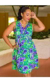 KAYCE- Printed Armhole Dress with Knot
