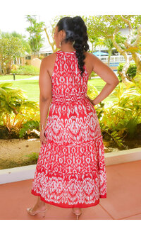 MLLE Gabrielle KIDLEY- Long Printed Hi-Neck Dress with Elastic Waist