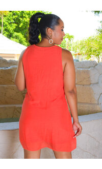 ZAC & RACHEL KITU- Solid Armhole Round Neck Dress