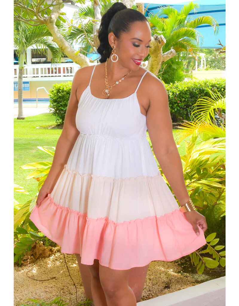 DEAR KROCK- Spaghetti Strap Color Block Dress