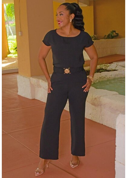RYOCCO RAWLINE- Solid 2 Piece Pants Suit with Belt