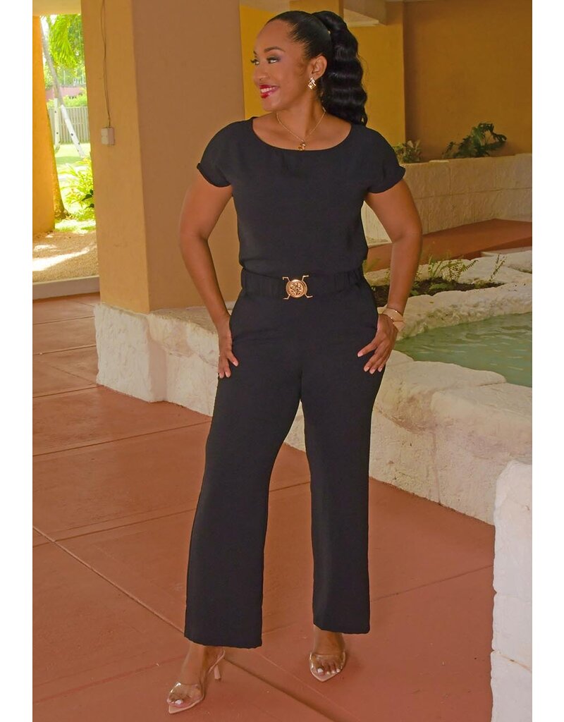 RYOCCO RAWLINE- Solid 2 Piece Pants Suit with Belt