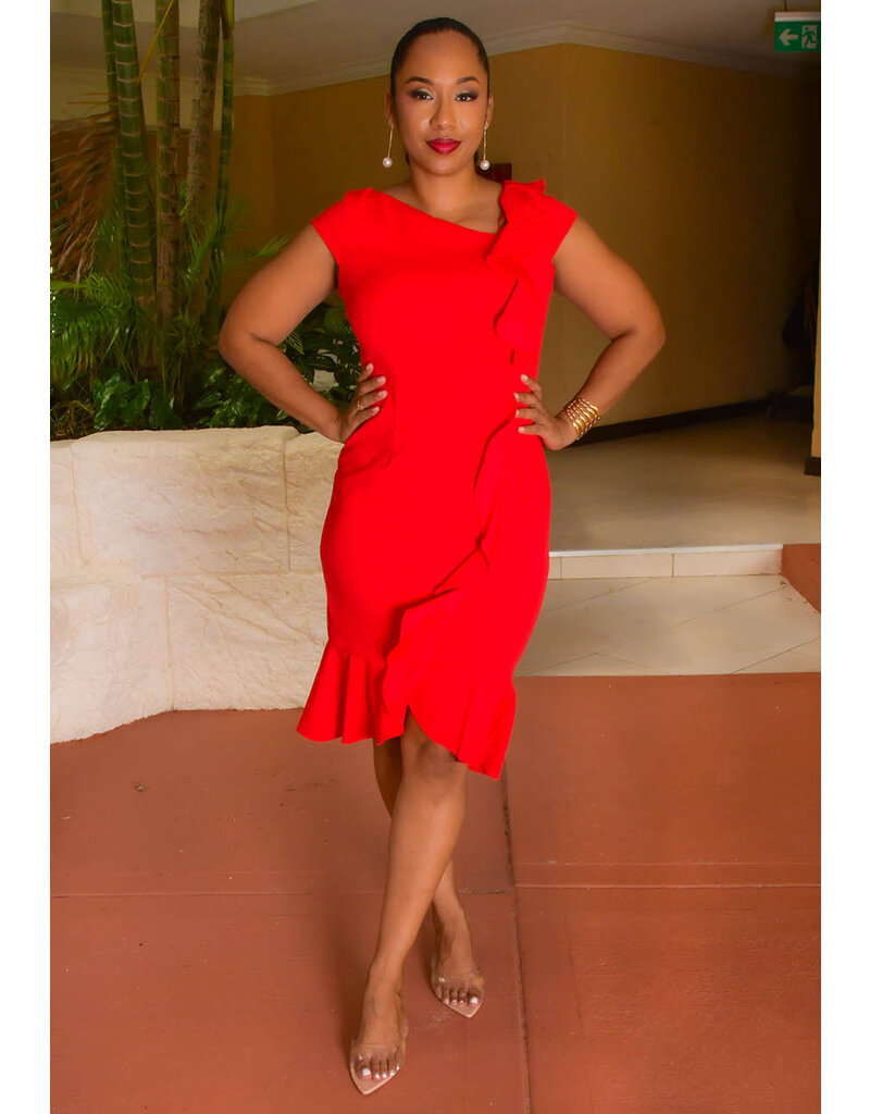 GLAMOUR RILANO- Cap Sleeve Dress with Raffle