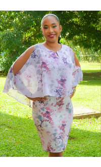 MSK RITEA- Floral Chiffon Pop Over Dress