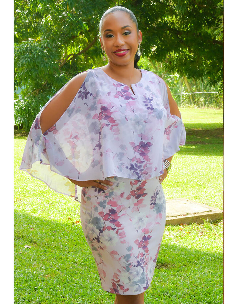 MSK RITEA- Floral Chiffon Pop Over Dress