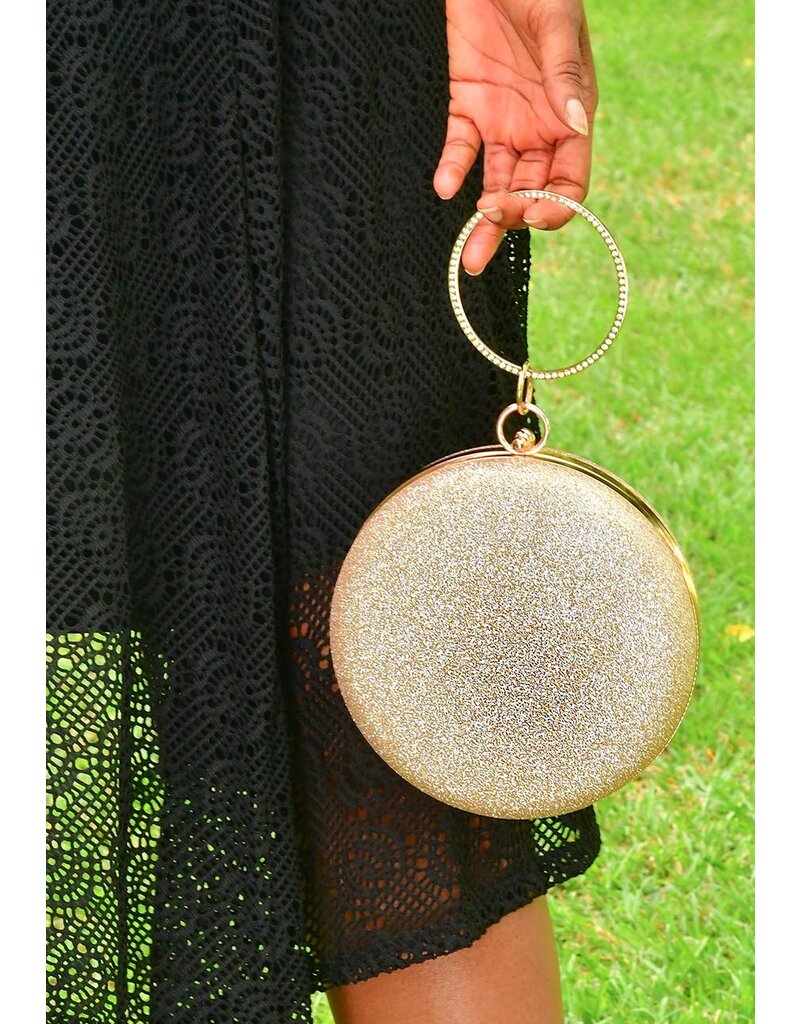 GETS Round Hard Case Bag with Rhinestone Wristlet