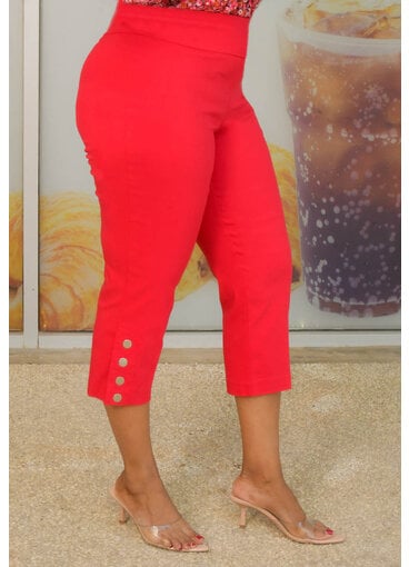 ZAC & RACHEL ZINNY- Pull On Capri Pants with Buttons on Hem