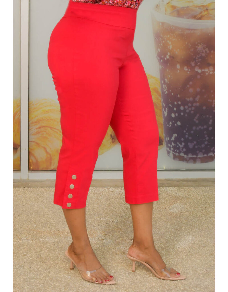 ZAC & RACHEL ZINNY- Pull On Capri Pants with Buttons on Hem