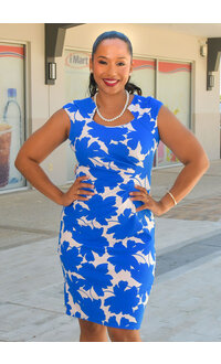 Shelby & Palmer RONIA- Floral  Dress with Gathers & Cut Out Neckline