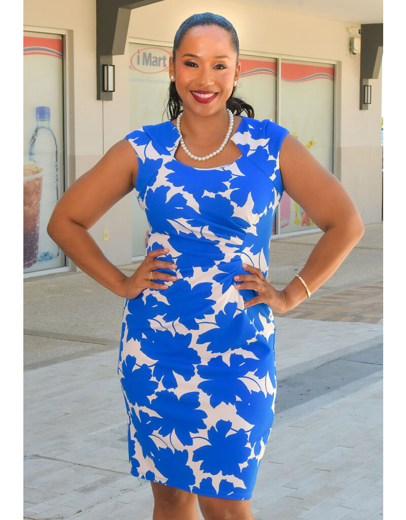 Shelby & Palmer RONIA- Floral  Dress with Gathers & Cut Out Neckline