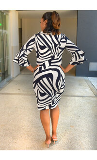 Jessica Rose RIHID- Printed Double Bell Sleeve Dress