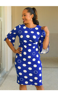 RAGINI- Circle Print 3/4 Sleeve Dress