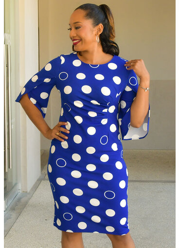 RAGINI- Circle Print 3/4 Sleeve Dress