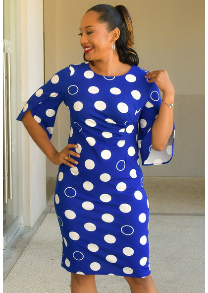 RAGINI- Circle Print 3/4 Sleeve Dress