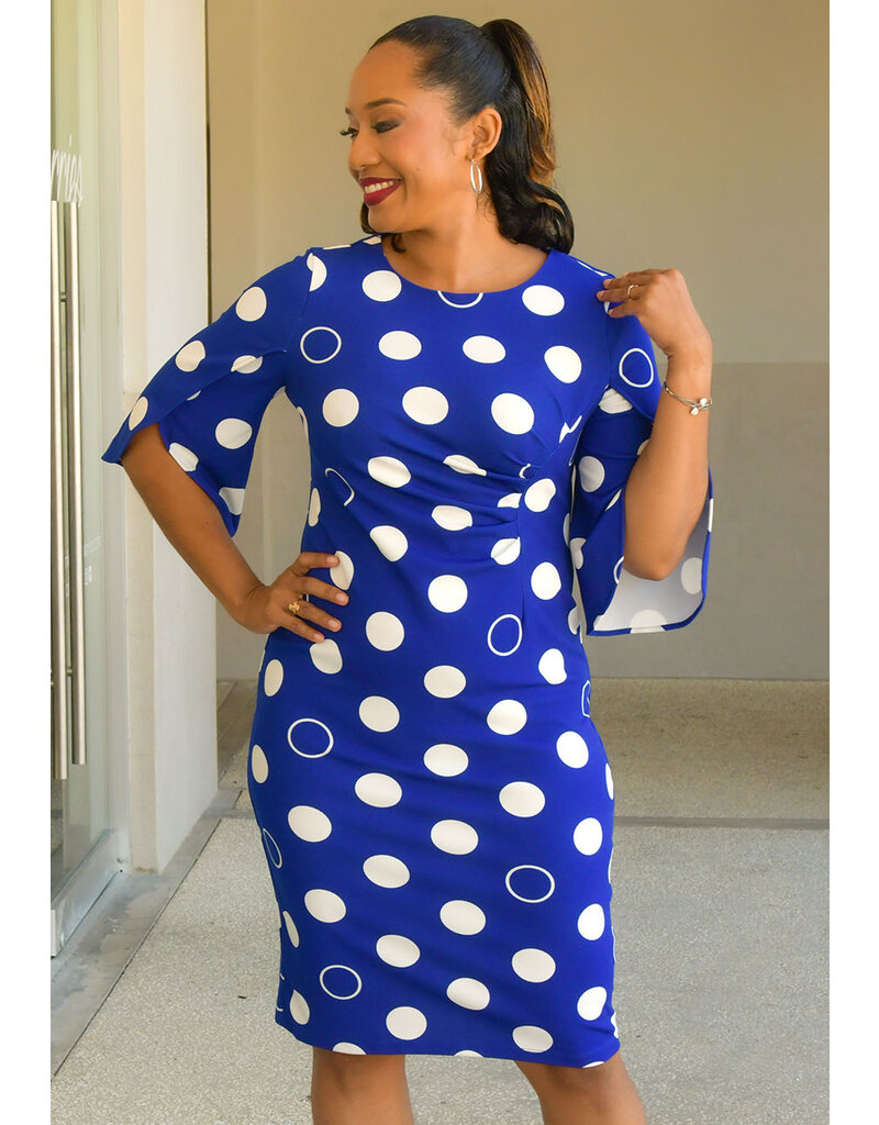 RAGINI- Circle Print 3/4 Sleeve Dress