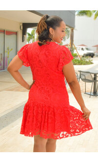 NANETTE LEPORE LACEY- All Lace with Short Frill Sleeve