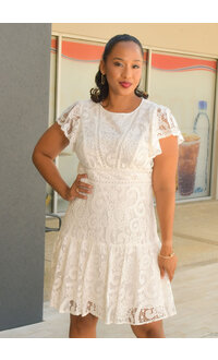 NANETTE LEPORE LACEY- All Lace with Short Frill Sleeve