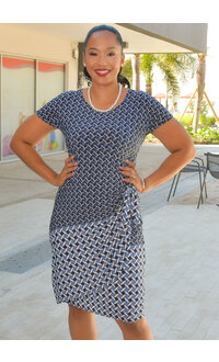 Signature ILLMA- Puff Print Dres with Wrap and Tie