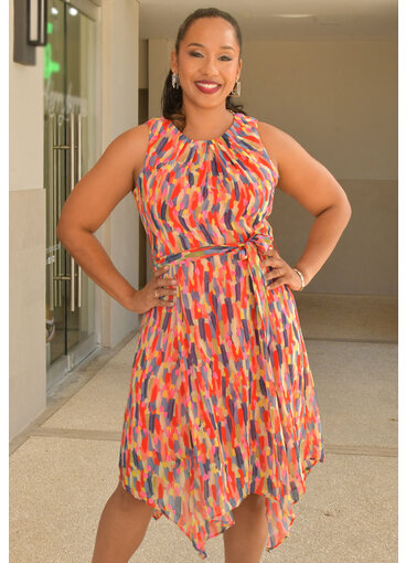 Jessica Rose FLICKA- Armhole Printed Dress with Points & Band