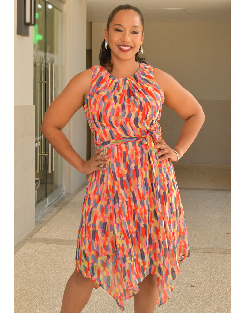 Jessica Rose FLICKA- Armhole Printed Dress with Points & Band