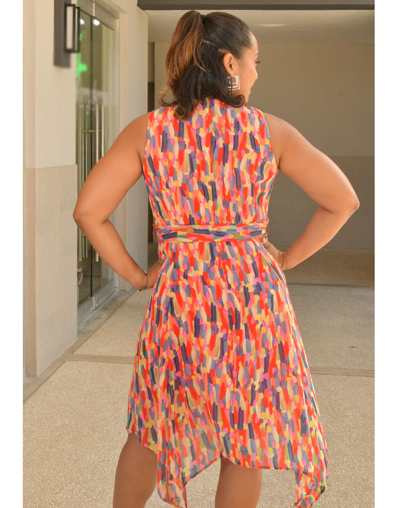 Jessica Rose FLICKA- Armhole Printed Dress with Points & Band