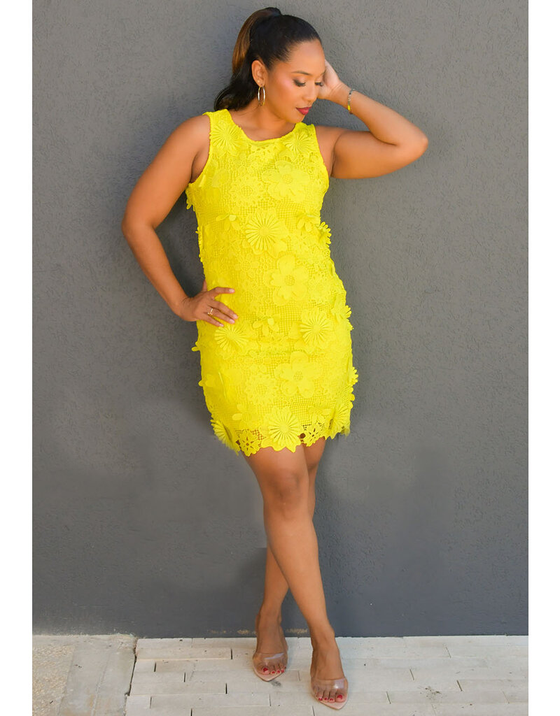 Nina Leonard CEDAR- Armhole Dress with Flower Cut-Outs
