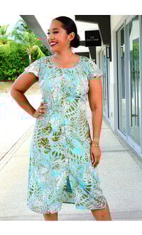 SUNNY LEIGH FATHOL- Printed Button Down Frill Sleeve Dress