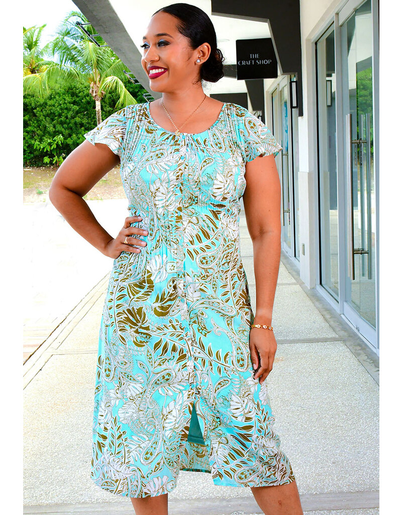 SUNNY LEIGH FATHOL- Printed Button Down Frill Sleeve Dress